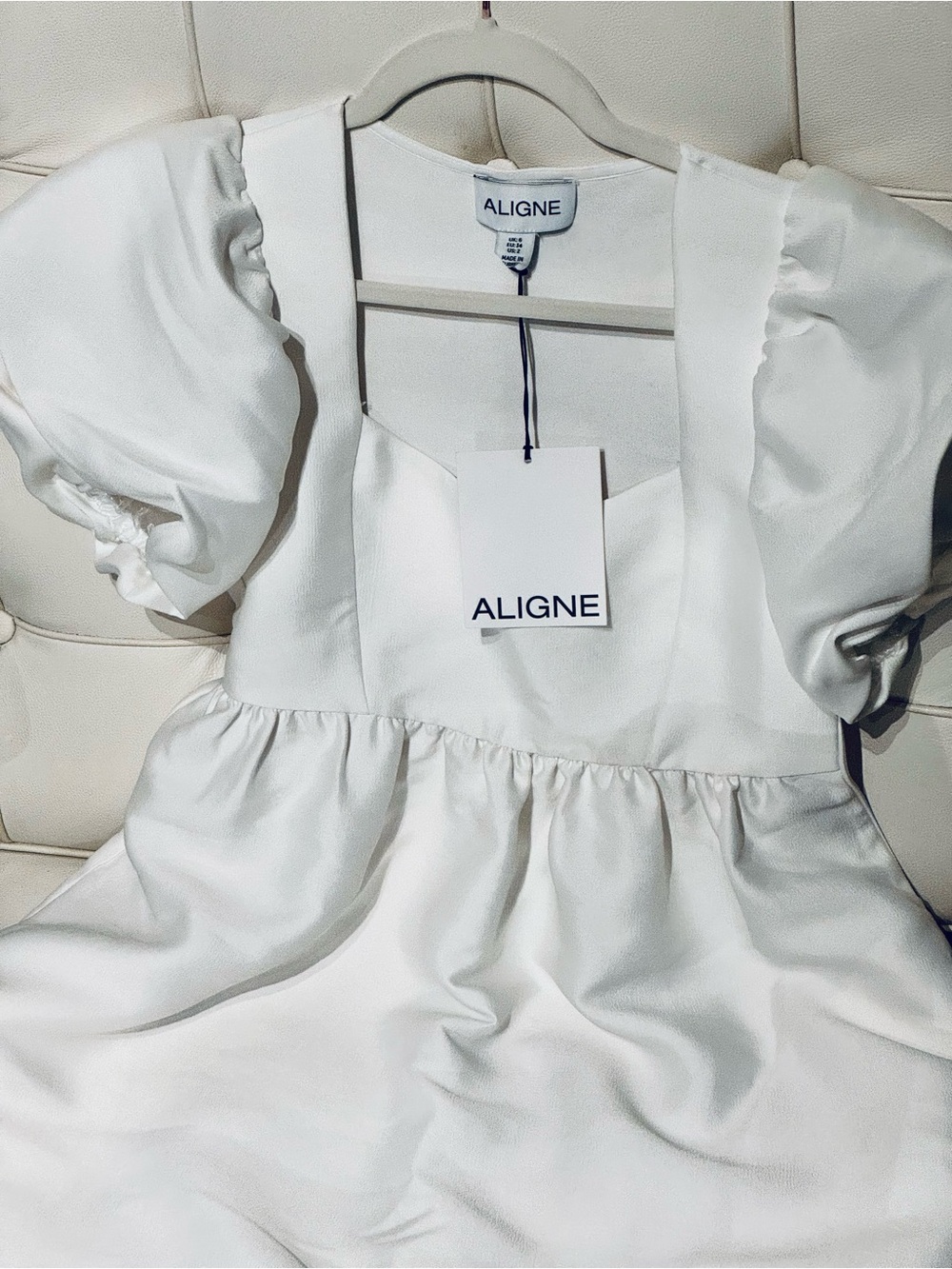 Aligne White Satin Mini Dress